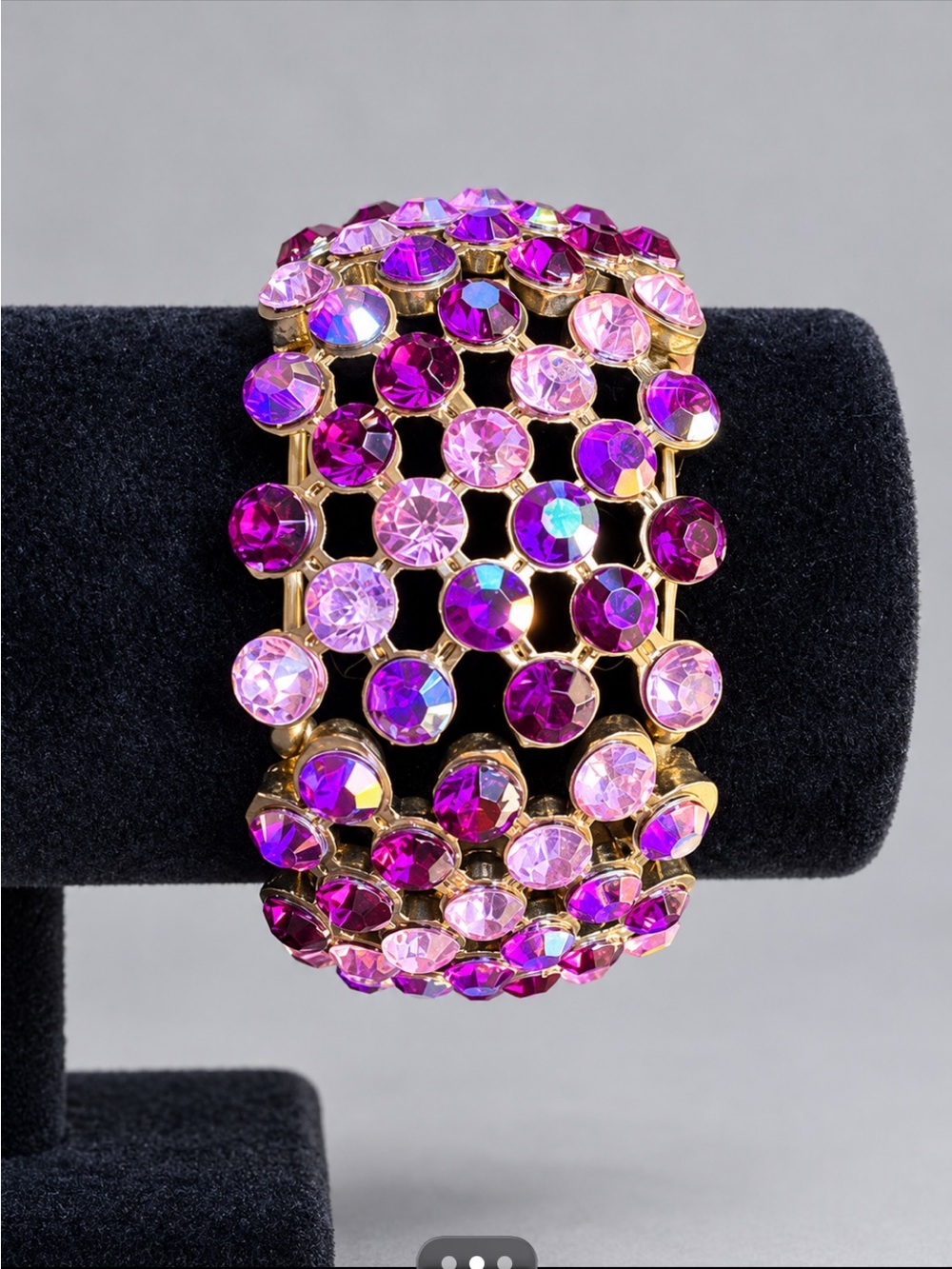 Gold-Tone Pink & Purple Crystal Stretch Bracelet